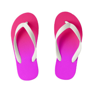 Hot Pink and Neon Pink Ombre Shade Colour Fade Sca Kid's Flip Flops