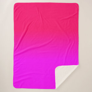 Hot Pink and Neon Pink Ombre Shade Colour Fade Sherpa Blanket