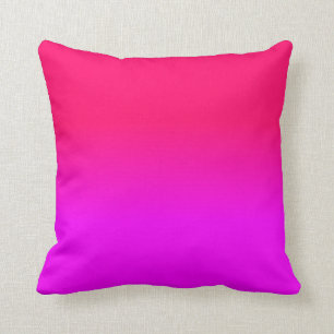 Hot Pink and Neon Pink Ombre Shade Colour Fade Throw Pillow