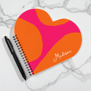 Hot Pink and Orange Abstract Pattern with Any Name Notebook