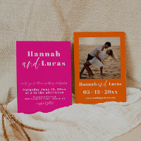 Hot Pink and Orange Calligraphy Photo Wedding