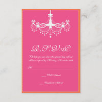 Hot Pink and Orange Chandelier Invitation RSVP