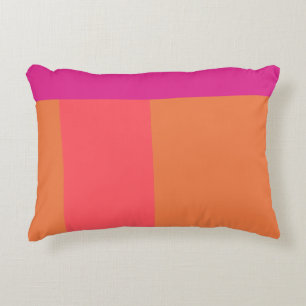 Hot Pink And Orange Colour Blocks Accent Pillow