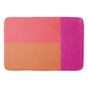 Hot Pink And Orange Colour Blocks Bath Mat