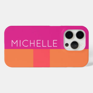Hot Pink And Orange Colour Blocks iPhone 15 Pro Case