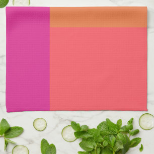 Hot Pink And Orange Colour Blocks Kitchen Towel
