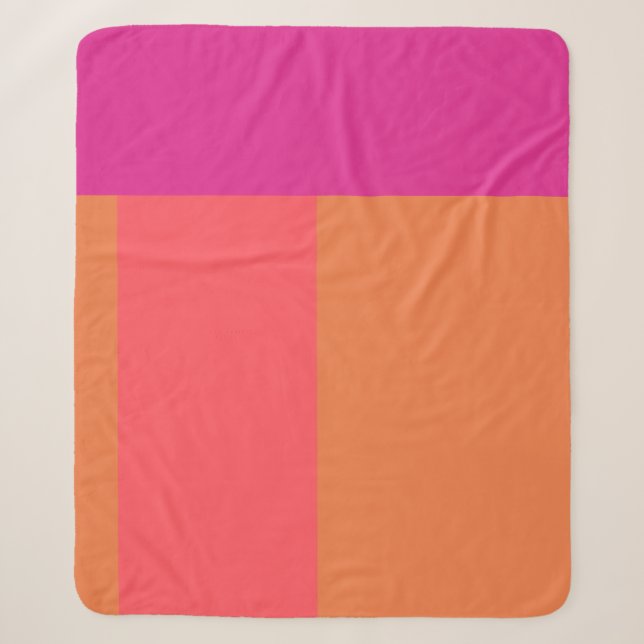 Hot Pink And Orange Colour Blocks Sherpa Blanket (Front)