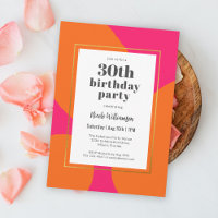 Hot Pink and Orange Colourful 30th Birthday Party
