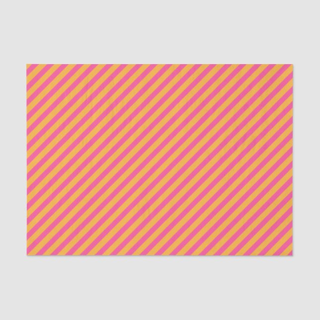 Hot Pink and Orange Diagonal Striped  Tissue Paper (Front)
