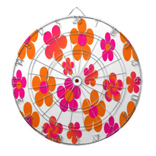 Hot pink and orange floral dartboard