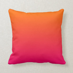 Hot Pink and Orange Ombre Throw Pillow