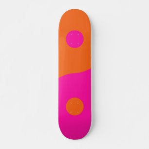 Hot Pink And Orange Yin Yang Skateboard