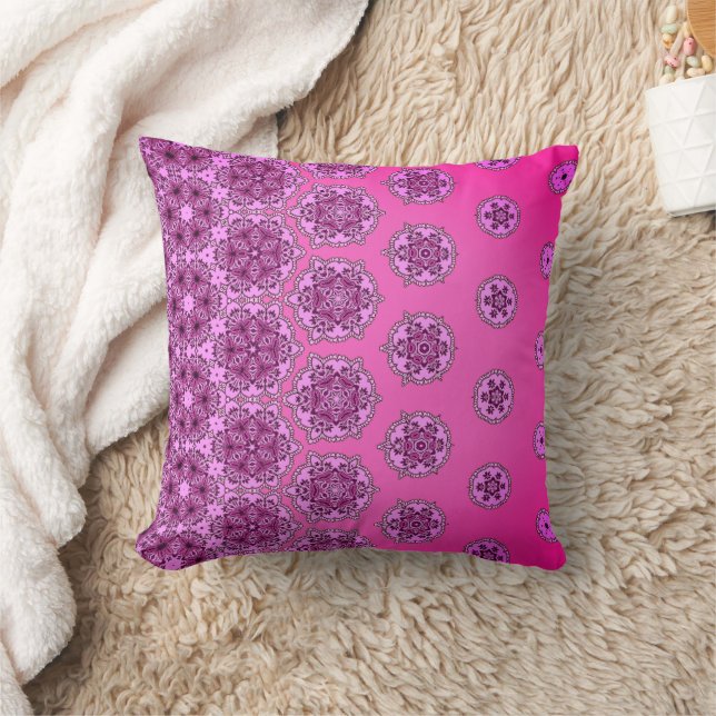 Hot pink and purple pattern throw pillow (Blanket)