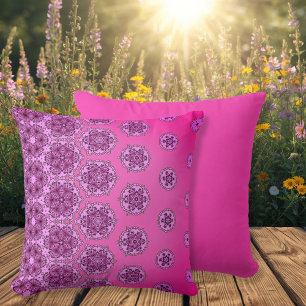 Hot pink and purple pattern throw pillow