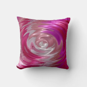 Hot Pink and Purple Spiral Abstract Art Throw Pillow