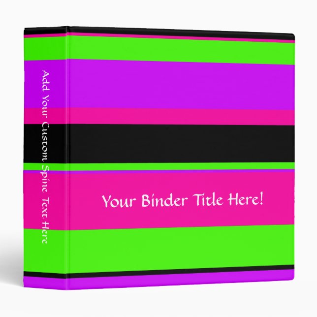 Hot Pink and Purple Tonal Stripes Modern Design Binder (Front/Spine)