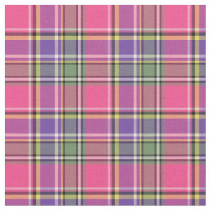 Hot Pink and Purple Vintage Plaid Fabric