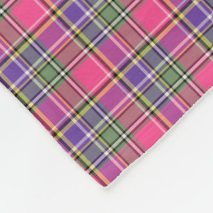 Hot Pink and Purple Vintage Plaid Pattern Fleece Blanket