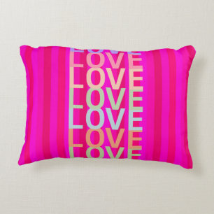 Hot Pink and Red "LOVE" Accent Pillow