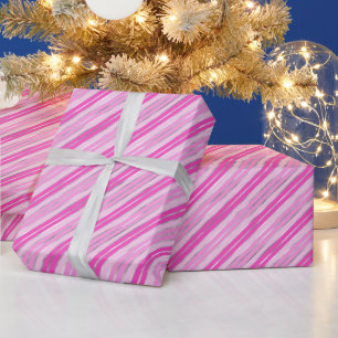 Hot Pink and Silver Stripes Wrapping Paper