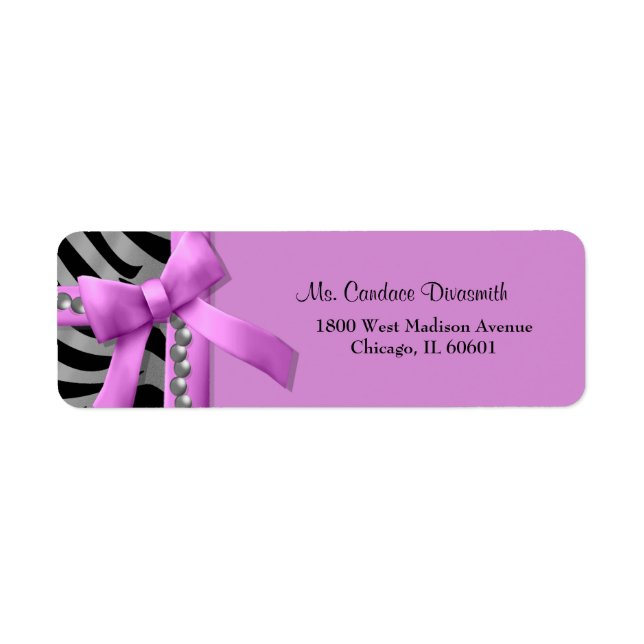 Hot Pink And Silver Zebra Stripe With Silver Gem (Front)