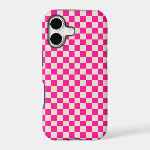 Hot pink and tan chequerboard pattern