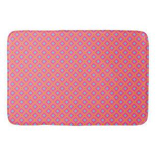 Hot pink and Teal Tile Pattern Bath Mat
