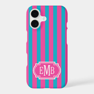 Hot Pink and Turquoise Monogrammed Stripes