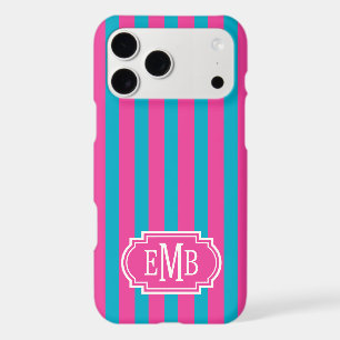 Hot Pink and Turquoise Monogrammed Stripes