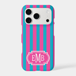 Hot Pink and Turquoise Monogrammed Stripes