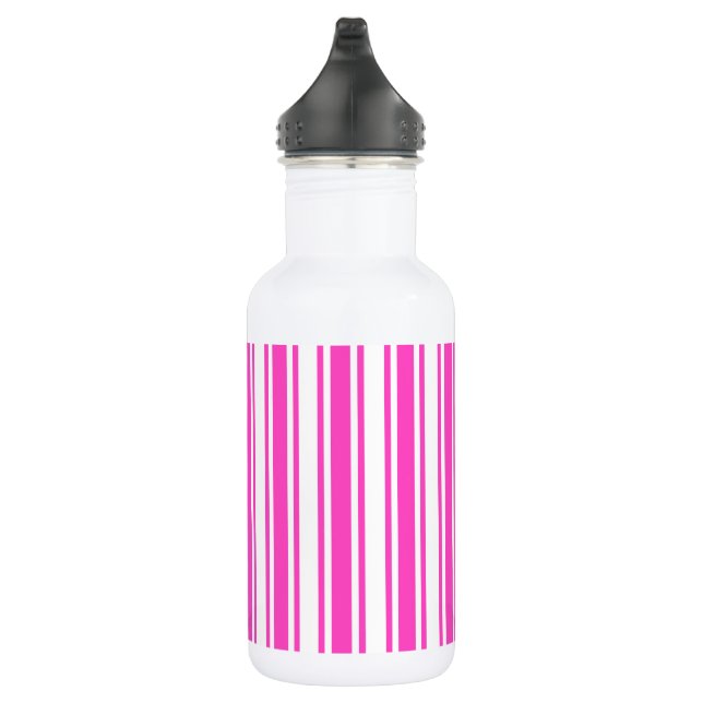 Hot pink and white candy stripes 532 ml water bottle (Right)