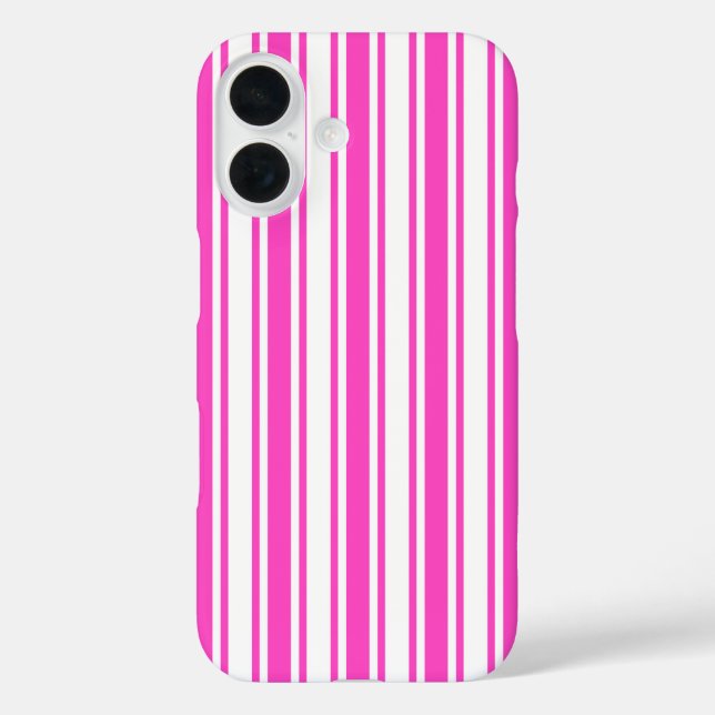 Hot pink and white candy stripes Case-Mate iPhone case (Back)