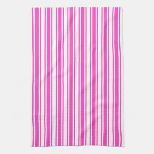 Hot pink and white candy stripes kitchen towel