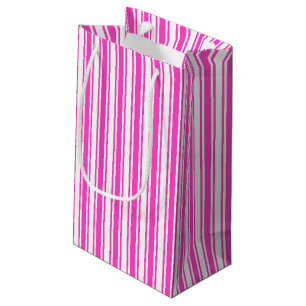 Hot pink and white candy stripes small gift bag