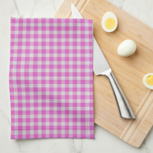 Hot Pink and white Checkered Plaid Kitchen Towel