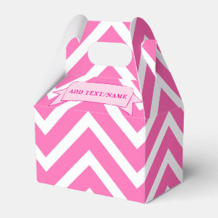 Hot Pink And White Chevron Pattern Custom Favor Box
