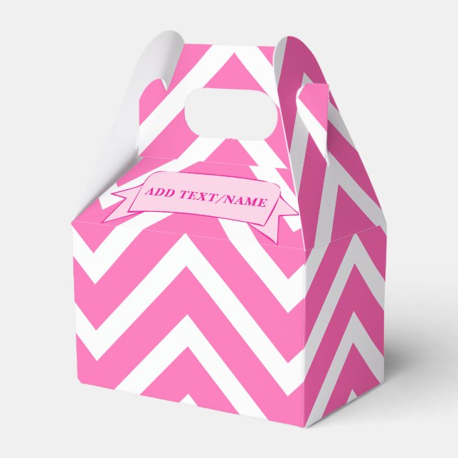 Hot Pink And White Chevron Pattern Custom Favor Box (Front Side)