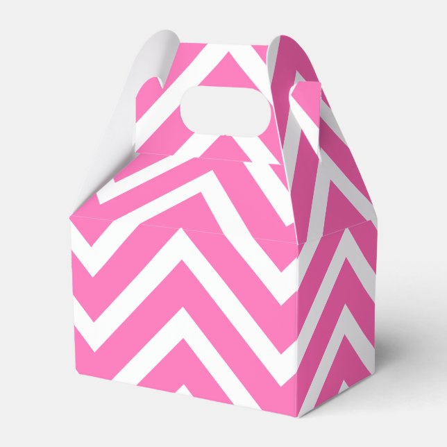 Hot Pink And White Chevron Pattern Favour Box (Front Side)