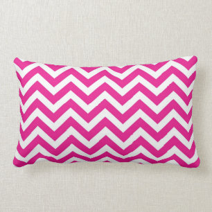Hot Pink and White Chevron Pattern Lumbar Pillow