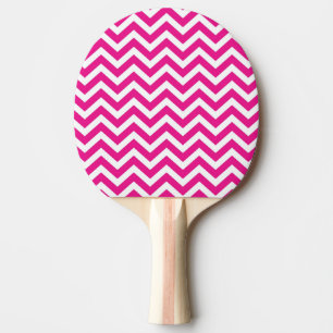 Hot Pink and White Chevron Pattern Ping Pong Paddle