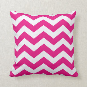 Hot Pink and White Chevron Stripes Throw Pillow