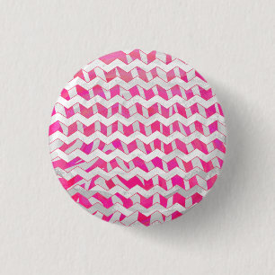 Hot Pink and White Chevron Zebra 1 Inch Round Button