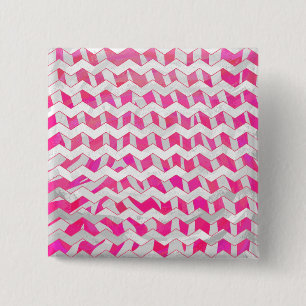 Hot Pink and White Chevron Zebra 2 Inch Square Button