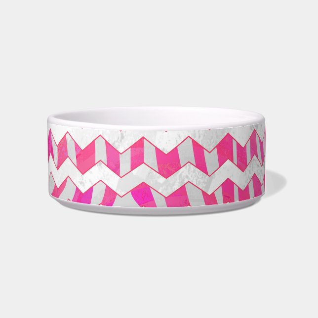 Hot Pink and White Chevron Zebra Bowl (Right)