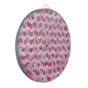 Hot Pink and White Chevron Zebra Dartboard