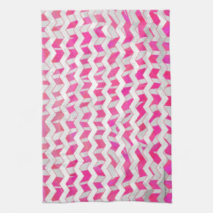 Hot Pink and White Chevron Zebra Kitchen Towel