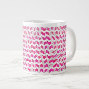 Hot Pink and White Chevron Zebra Large Coffee Mug