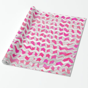 Hot Pink and White Chevron Zebra Wrapping Paper