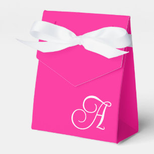 Hot Pink and White Curly Script Monogram Favor Box