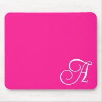 Hot Pink and White Curly Script Monogram